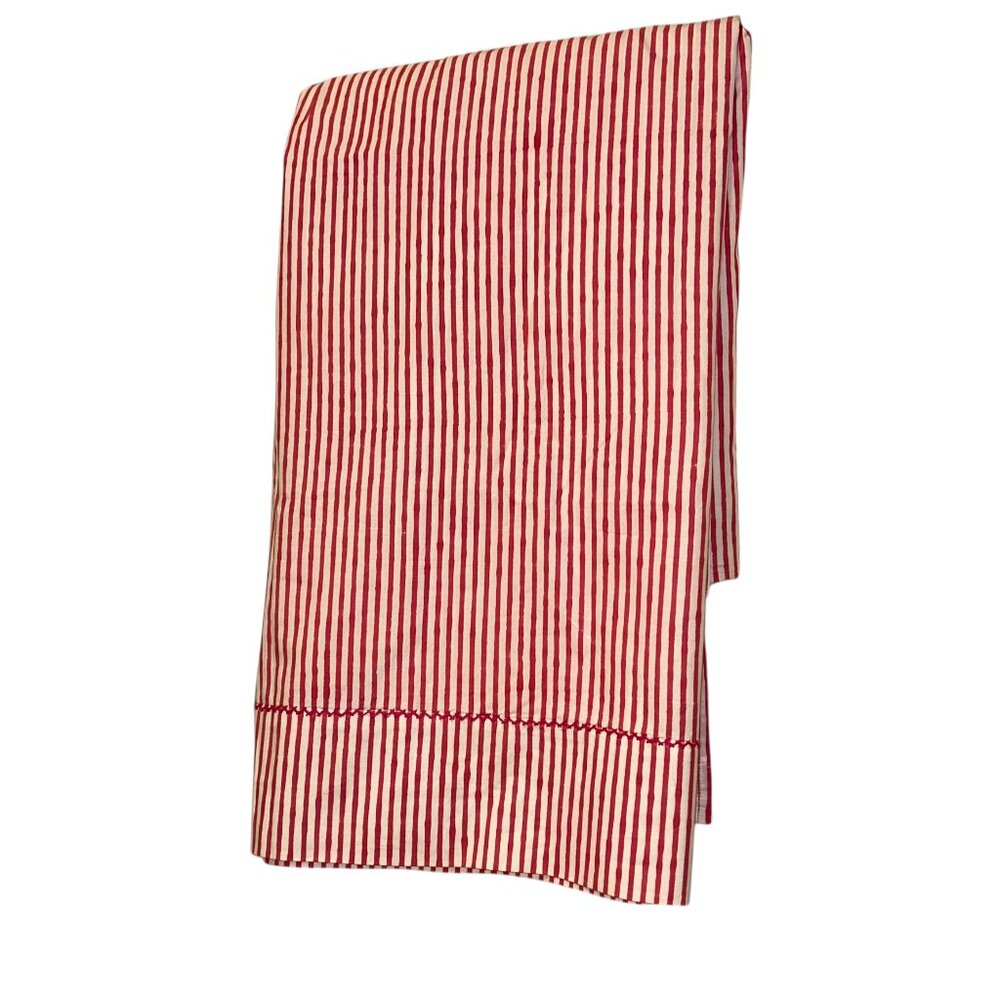 Roberta Roller Rabbit NEW NWT pink candy cane stripe Twin flat sheet ric rac…